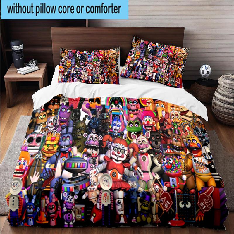 1PC Fnaf Character Collage 3pcs Bedding,Including 1pc Duvet Cover And 2pcs Pillowcases Perfect for Christmas,Ideal for Bedroom, Dormitory