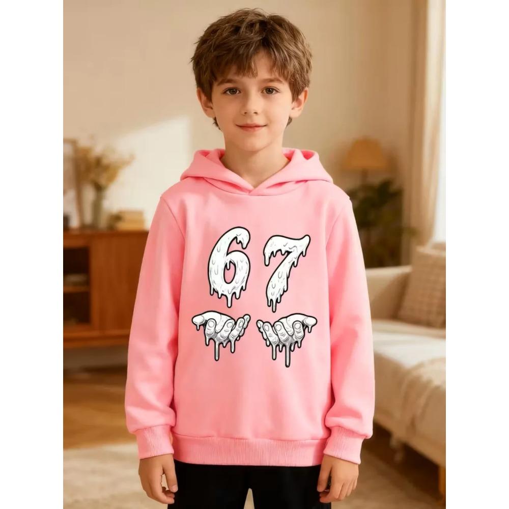 Spring Autumn 67 Six Seven Funny Meme Children's Hoodie Boys Girl Hooded Pullover Hiphop Streetwear Soft Casual Kids Sweatshirt Pullover Top