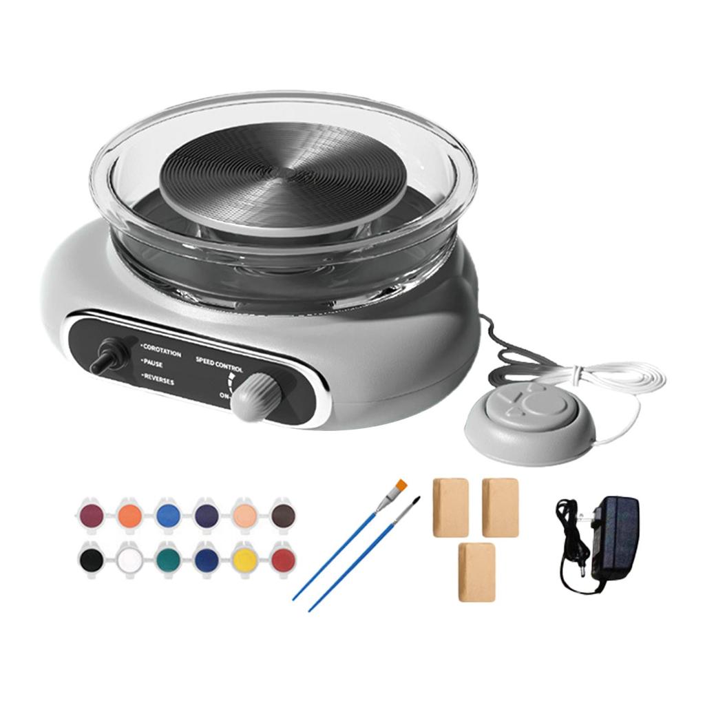 Mini Pottery Wheel Kit Compact Electric Clay for Beginners Kids Adults Gray