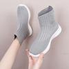 Fashion Sock Shoes Woman Platform Shoes Knitted Ankle Boots Women's Casual Sports Shoes Elastic Woven Booties Block Heel Female Footwear