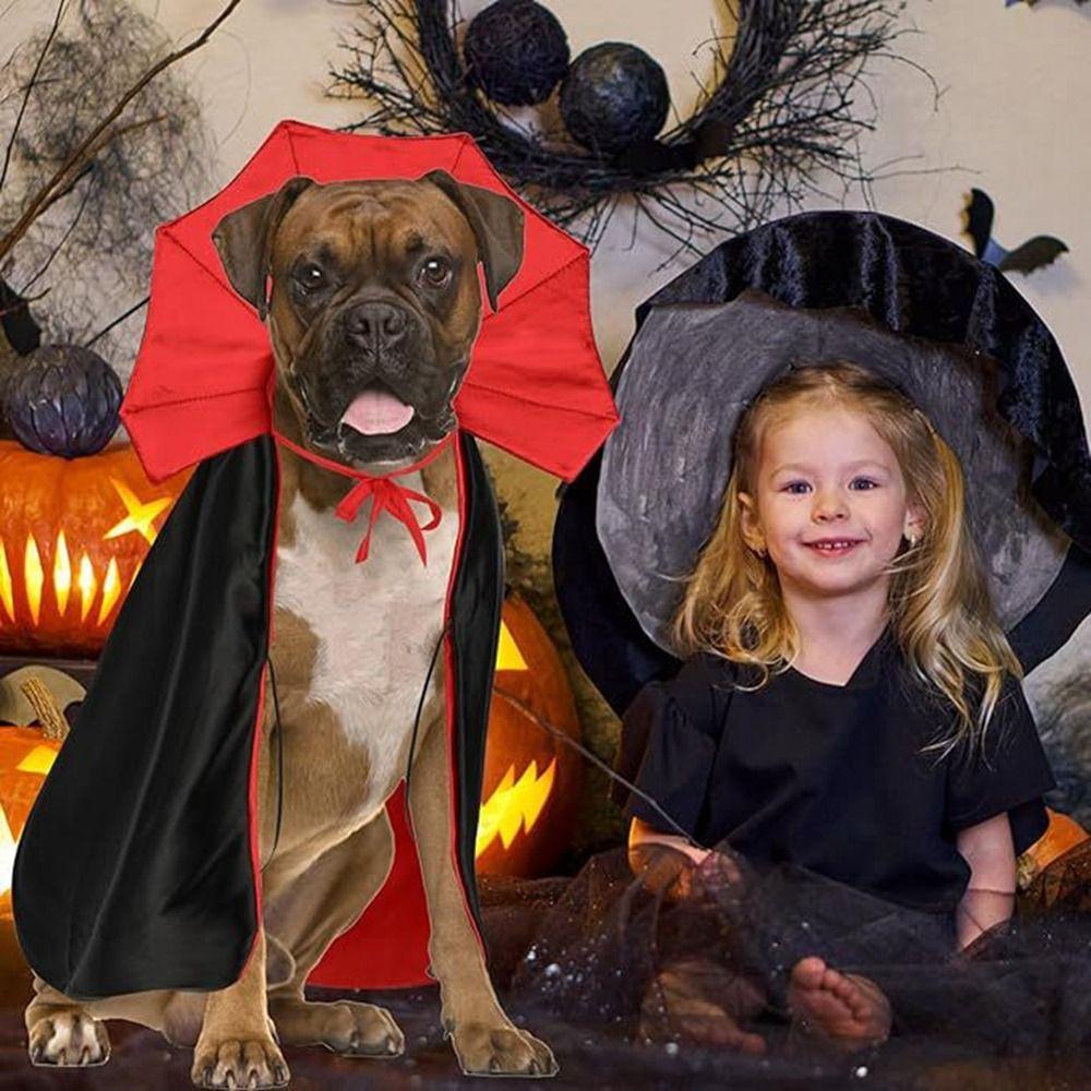 Stand-Collar Halloween Pet Cape Adjustable Dogs Wizard Outfit Cool Pet Cosplay Costume Puppy