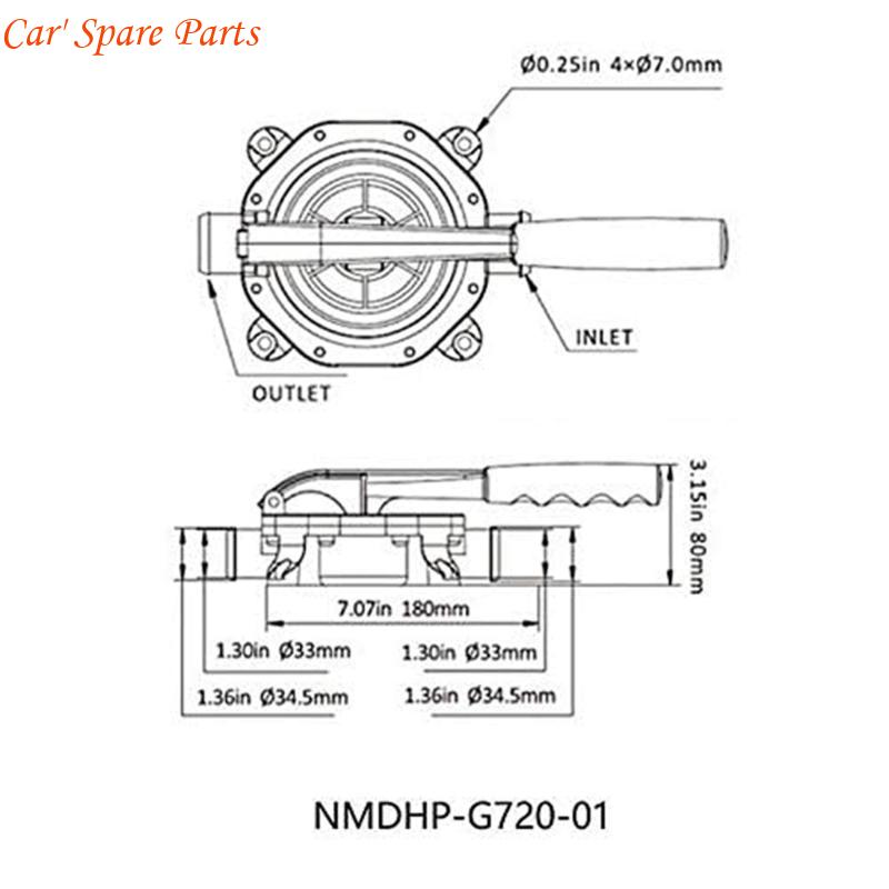 Y4UA Diaphragm Hand Bilge Emergency Boat Drain Manual Crank Operation