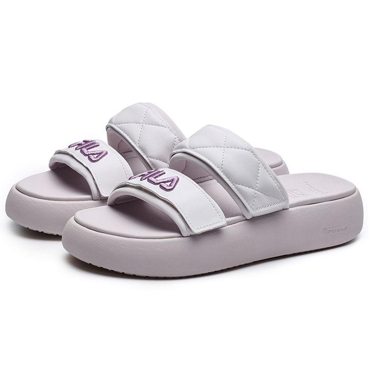 Fila Donut Fashion Универсальные Повседневные Сандалии-слайды на толстой подошве на липучке Нескользящие Женские Сандалии Светло-серый Фиолетовый F12W221503FGA