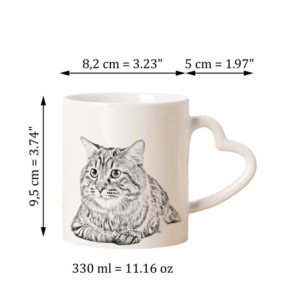 Kurilian bobtail - cat mug, adorable heart-shaped handle mug, universal gift from Art-Dog brand