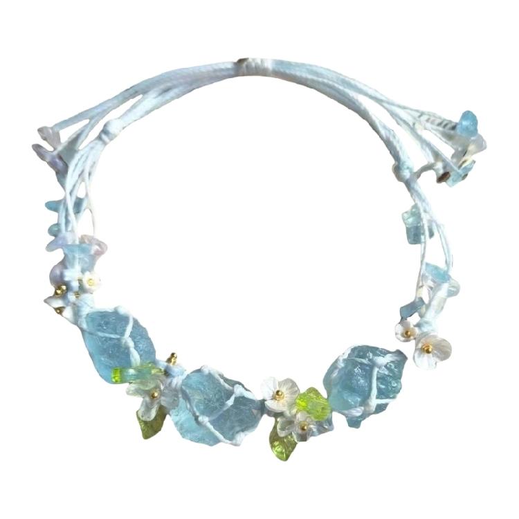 Браслет из необработанных камней, ручная работа, энергетическая сетка с белыми драгоценными камнями, модный, персонализируемый аксессуар для всех случаев