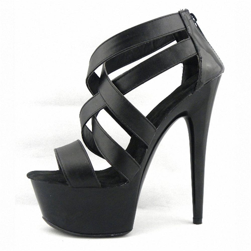 Туфли с застежкой-молнией сзади и черной пряжкой в форме рыбьего рта на очень высоком каблуке, водонепроницаемые, 15 см, модные летние сандалии