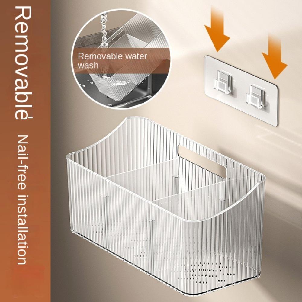 Transparent Kitchen Storage Basket No Punching Spices Container  Kitchen Supplies