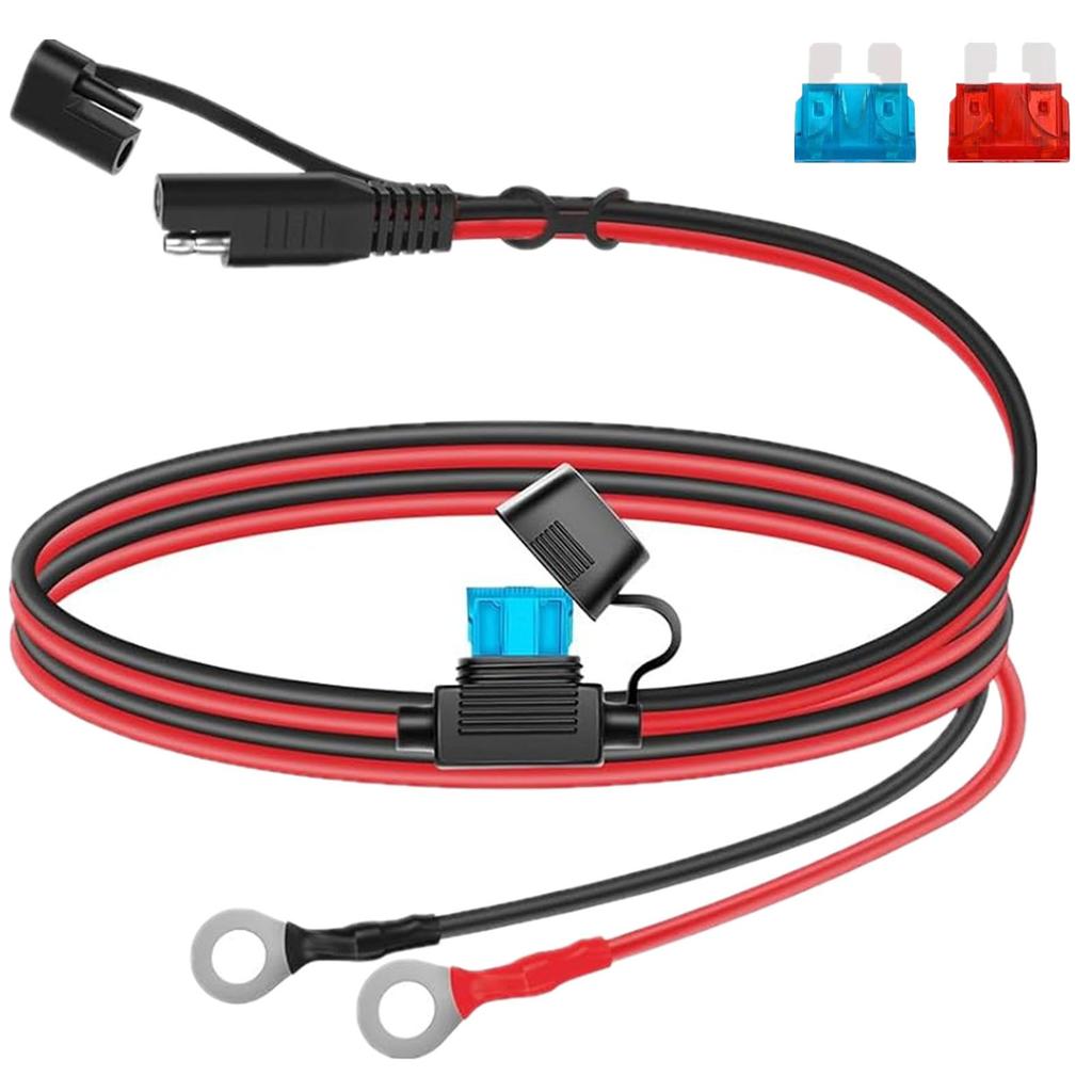 Разъем SAE, Зарядный кабель SAE, Зарядное устройство для мотоцикла, Кольцевой клеммник, Встроенный предохранитель 15А,