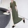 Yousheng Women's Summer Short Sleeve T-shirt Dress Half Zip V Neck Maxi Dress Casual Long Sundress with Pockets for Beach Vacation