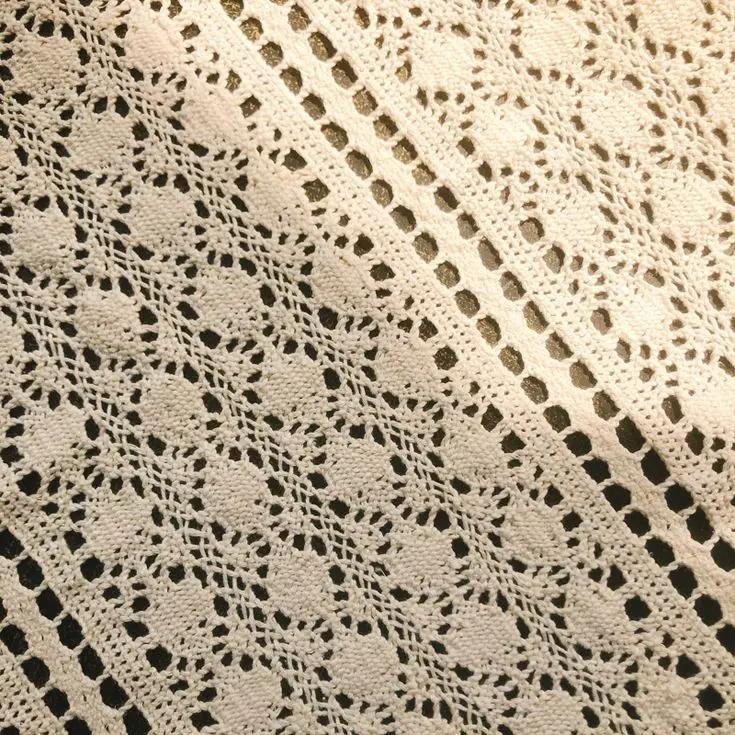 Вязаная крючком кружевная выдолбленная скатерть прикроватная тумбочка для телевизора, холодильника, декоративная крышка с белой бахромой, квадратная настольная ткань