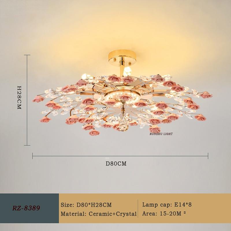 Стильный садовый подвесной светильник, романтический светильник для спальни, теплый потолочный светильник для комнаты, модный подвесной светильник с розой, хрустальный светильник