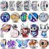 925 Sterling Silver Inlaid Zirconium Charms Beads Colorful Clasp Star Owl Cat Dangle Fit Original Bracelet DIY Jewelry