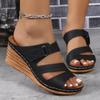Summer Women's Slope Heel Sandals Casual Open Toed Thick Bottom Breathable PU Coverage Suitable for All Seasons Ladies' Sandals