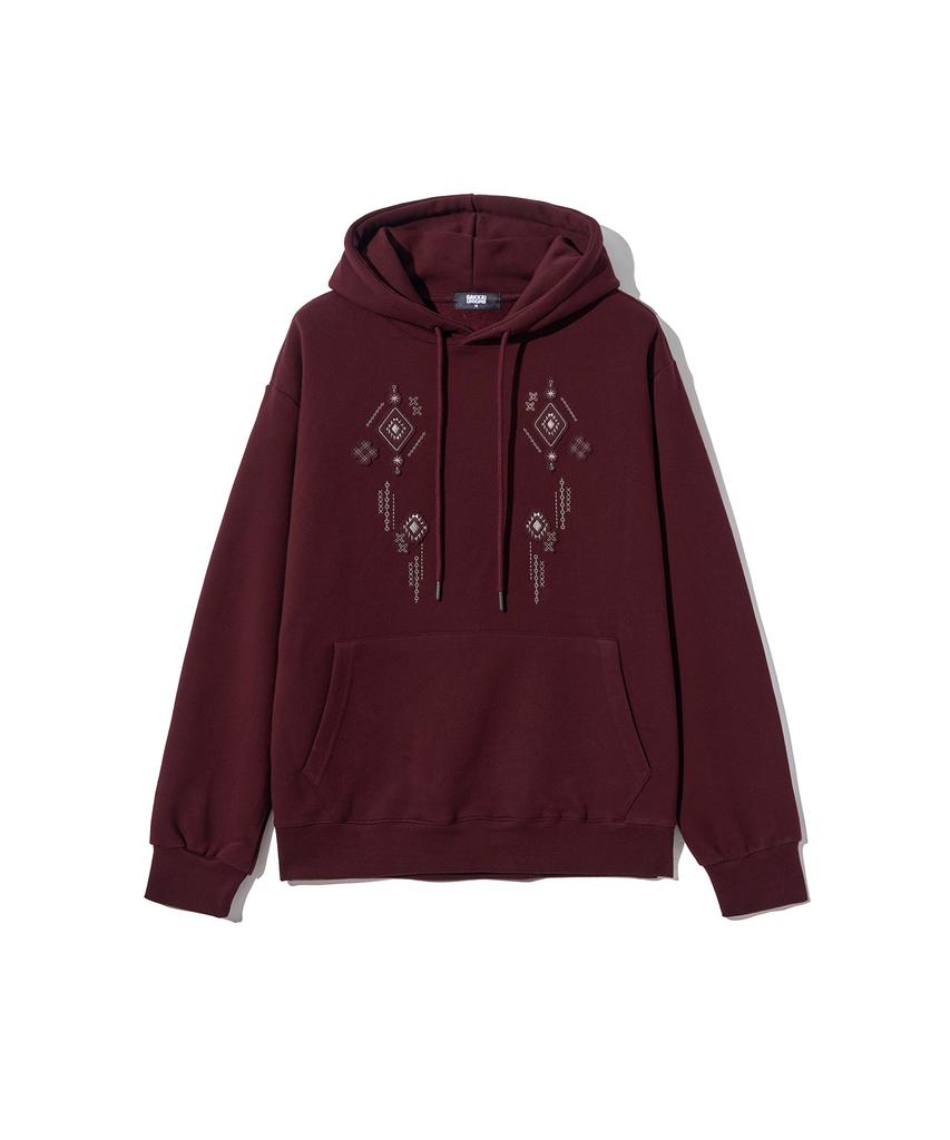 GAKKAI UNIONS Noir Symbol Applique Hoodie Burgundy