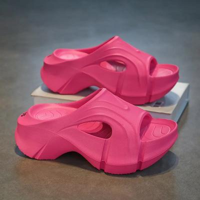 Модные летние пляжные клинья на платформе, шлепанцы из ЭВА, женские толстые платформенные комнатные тапочки для дома, женские легкие нескользящие шлепанцы для ванной