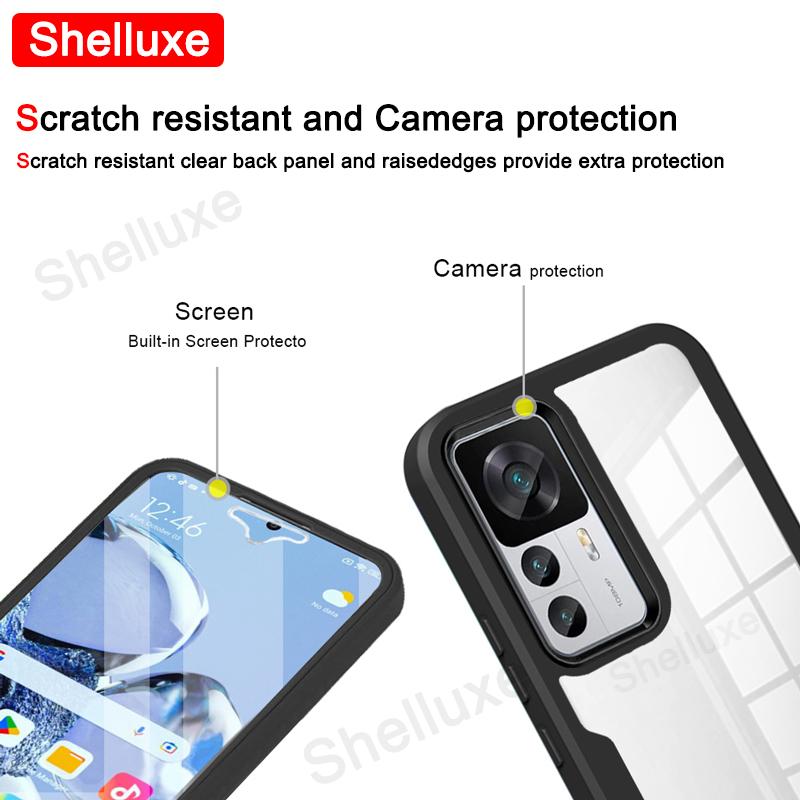 Mi12T 360 Полная защита корпуса Прозрачный чехол Shelluxe для Xiaomi Mi 12 12X 12T Pro для Xiomi Mi12 Lite Силиконовая двусторонняя крышка