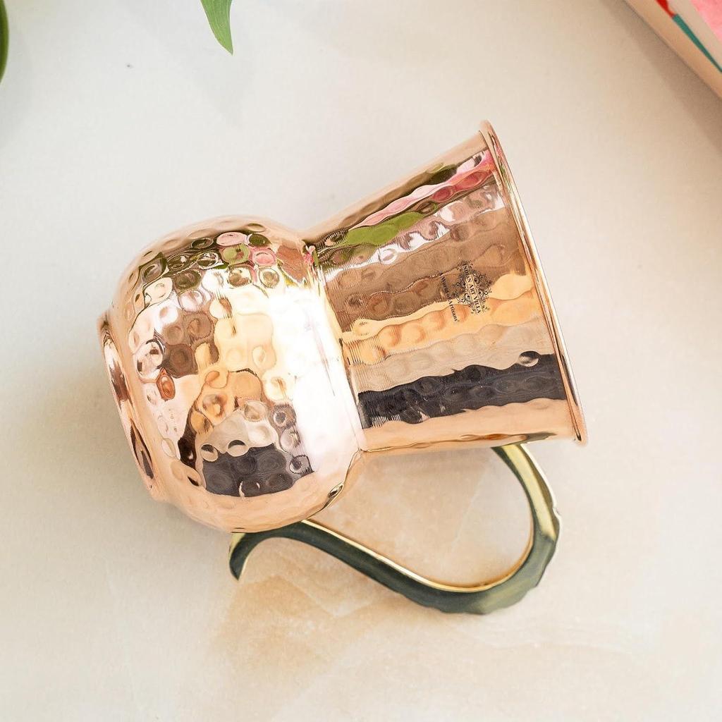 Кружка для пива Московский мул из чистой меди, в форме матхата, кованая, объем - 400 мл, набор из 4 штук