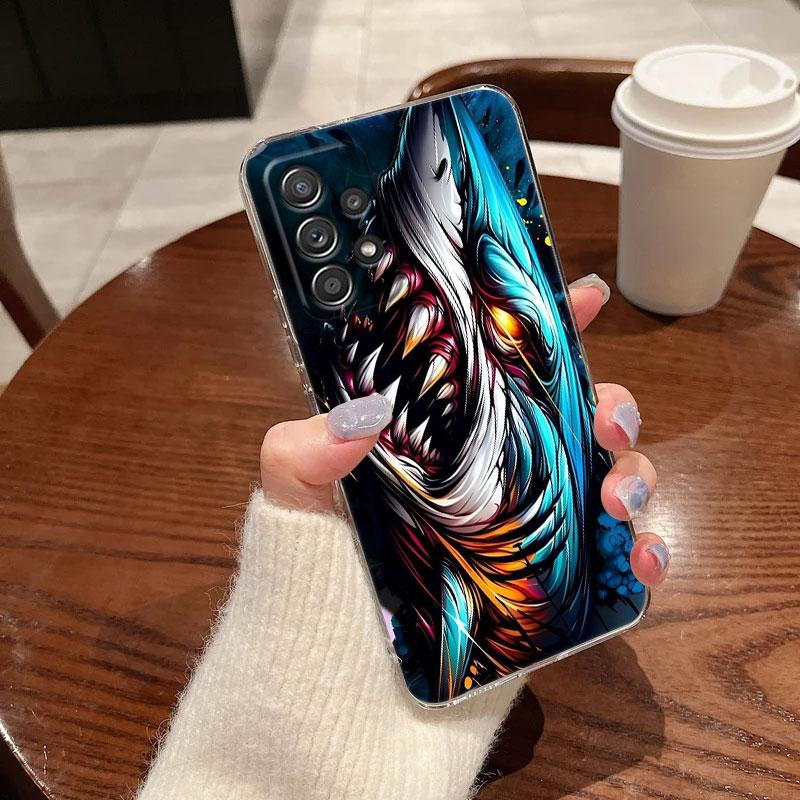 Прозрачный Мягкий Чехол для Телефона с Изображением Китовой Акулы для Samsung Galaxy A56 A57 A37 A55 A54 A36 A35 A26 A25 A16 A17 A07 A52 A34 A73 A53