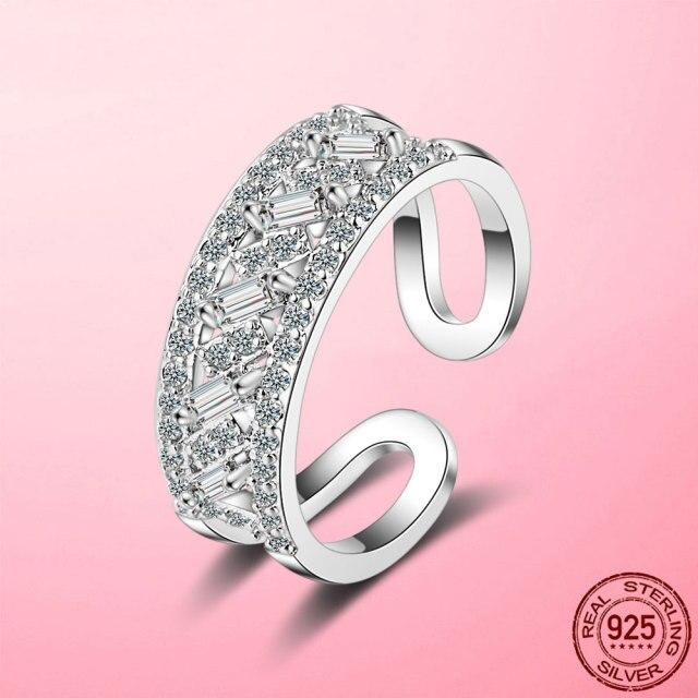 Обручальное кольцо Cz серебряный цвет прозрачный циркон луна ромашка цветок геометрия открытый размер кольца для женщин ювелирные украшения подарок