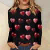 Женская повседневная мода сексуальный удобный День святого Валентина принтованный круглый вырез длинный рукав топ