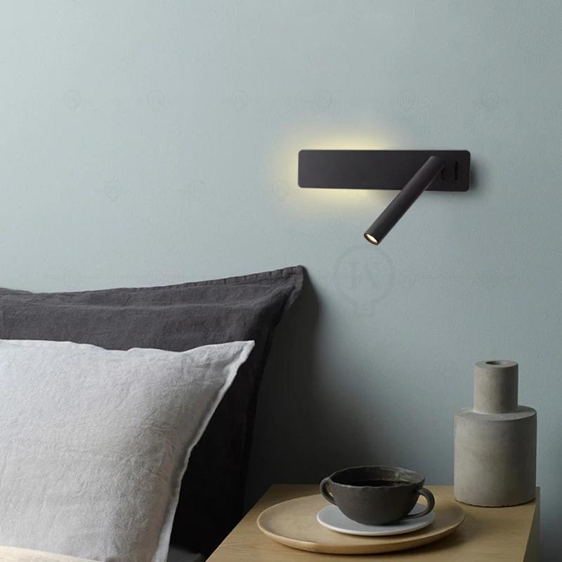Современный минималистичный настенный светильник 3 Вт LED подсветка вверх-вниз Поворотный спот Алюминиевый бра для спальни гостиной отеля изголовья кровати