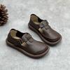 Genuine Leather Round Toe Retro Handmade Women Flats Shoes Soft Sole Comfortable Casual Shoes