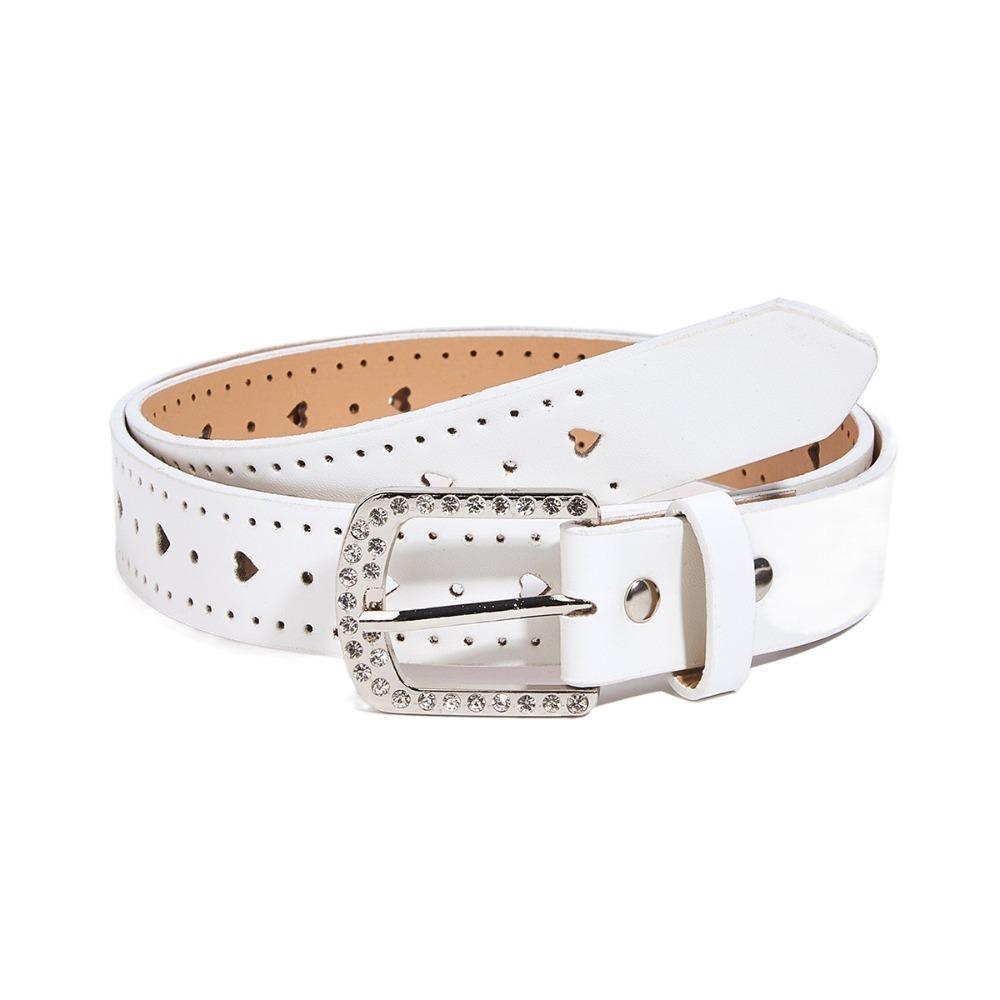 Jeans Decor Y2K Wide Belt Love Heart PU Leather Waistbands Lovely Rhinestone Waist Belt Daily