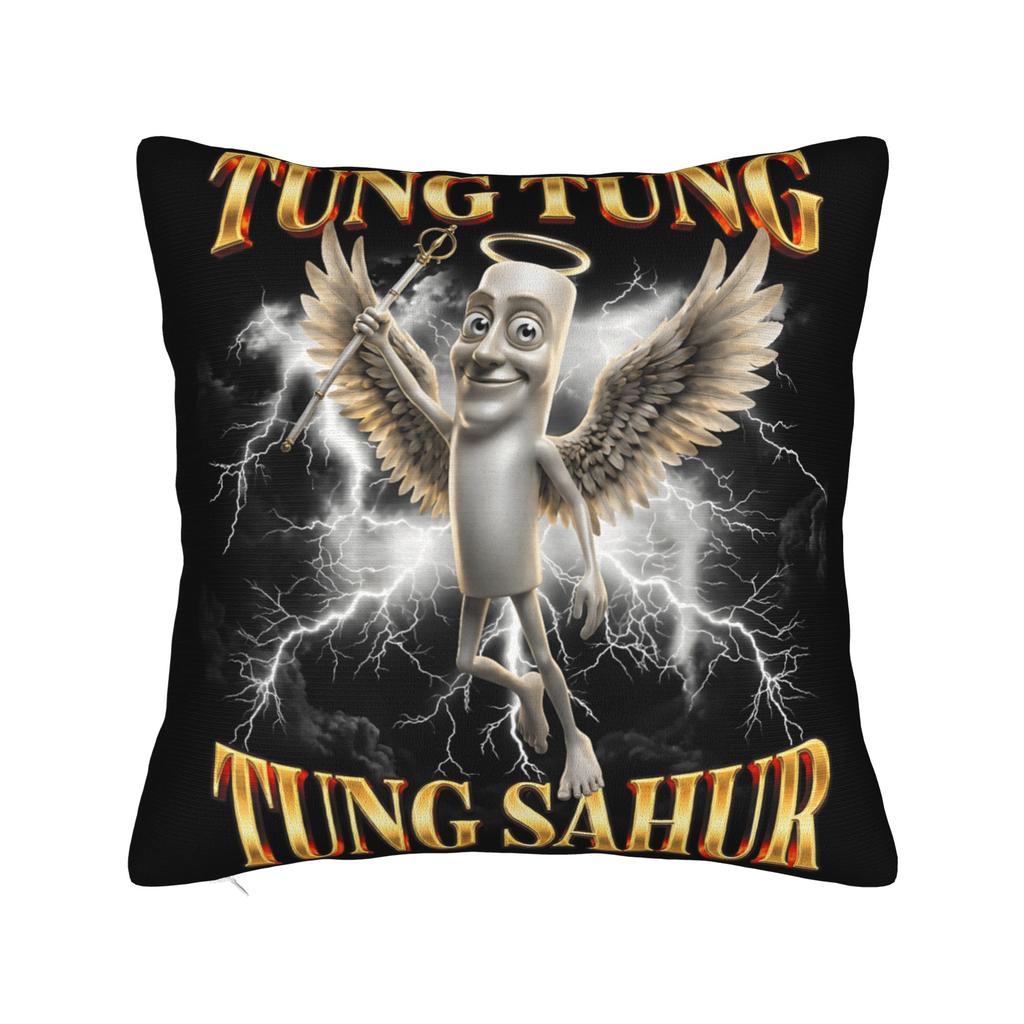 Funny Tung Tung Tung Sahur Italian Brainrot Meme Pillow Cover Comfy Cushion Cover Funny Pillow Case For Wedding Party Home Decor