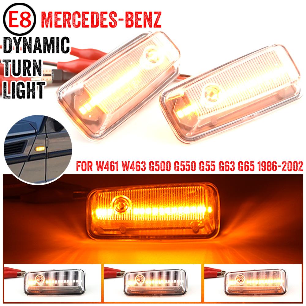 2Pcs For Mercedes-Benz G-Class W463 W461 G500 G550 G55 G63 G65 Dynamic Ambe LED Side Marker Turn Signal Light Sidemarker