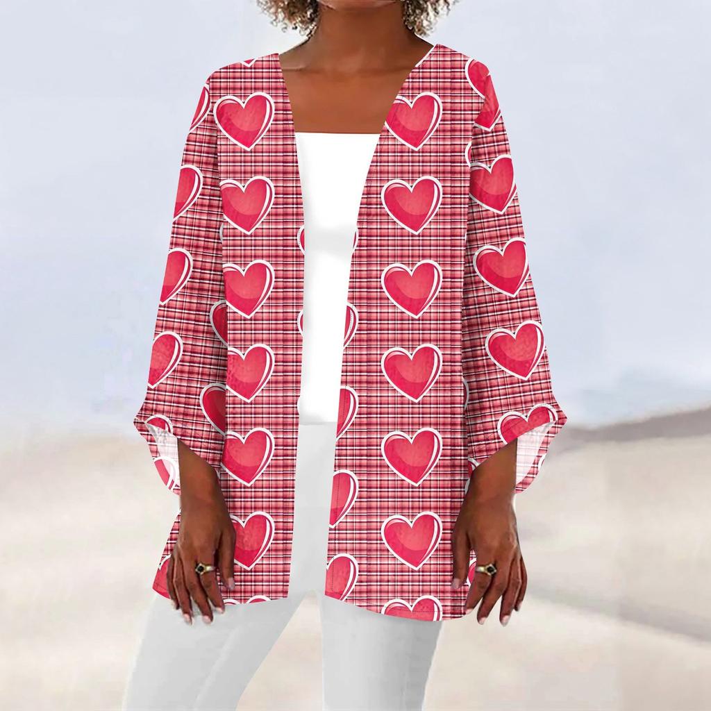 Women's Casual Fashion Printed Lightweight Medium Length Jacket Cardigan