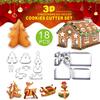 18 PCS Pastry Tools Pressable Stainless Steel Press Baking Utensils Reindeer Gingerbread House Shape Non-Stick Kitchen