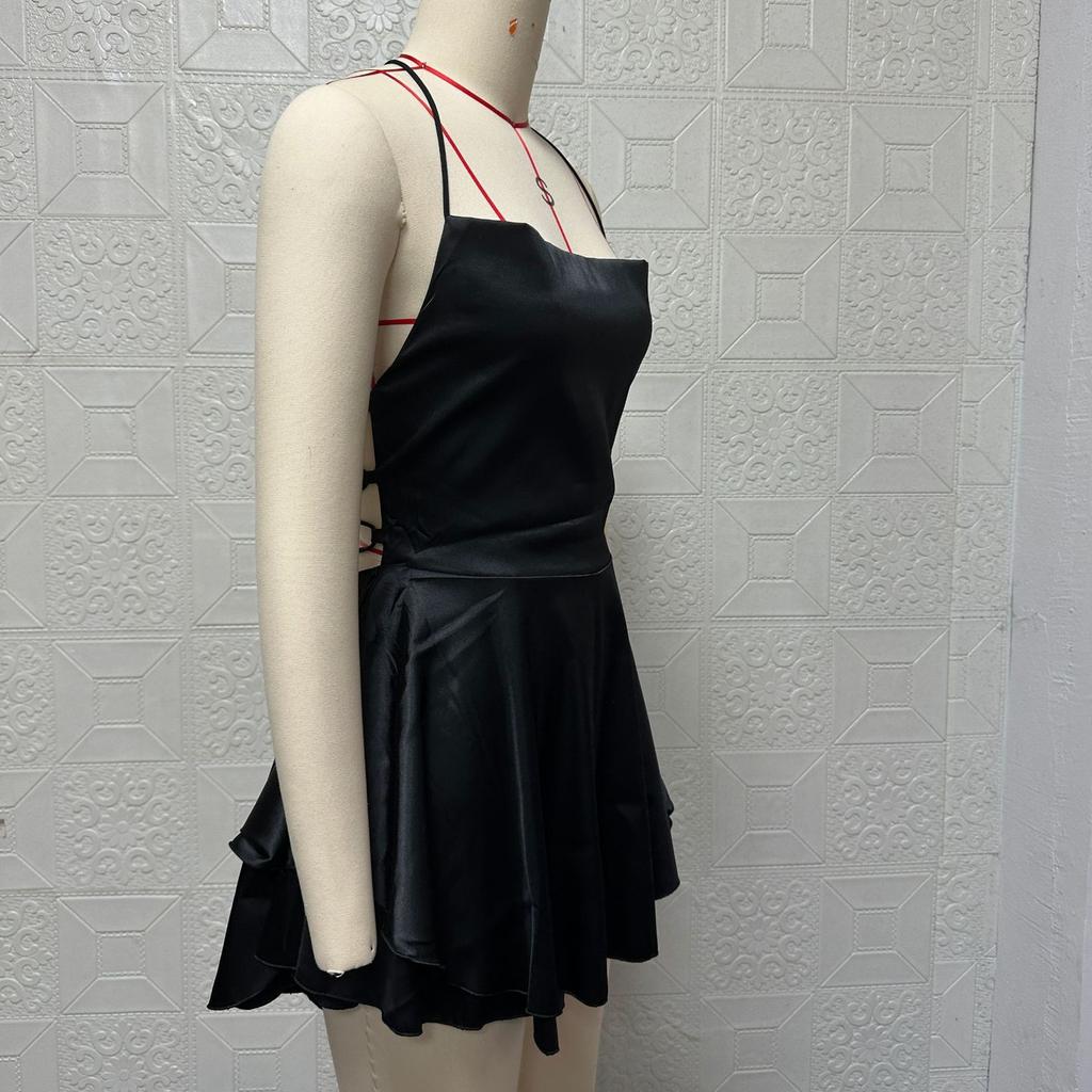 Летнее женское платье Короткие сексуальные тонкие тонкие платья с открытой спиной и бретельками на шее