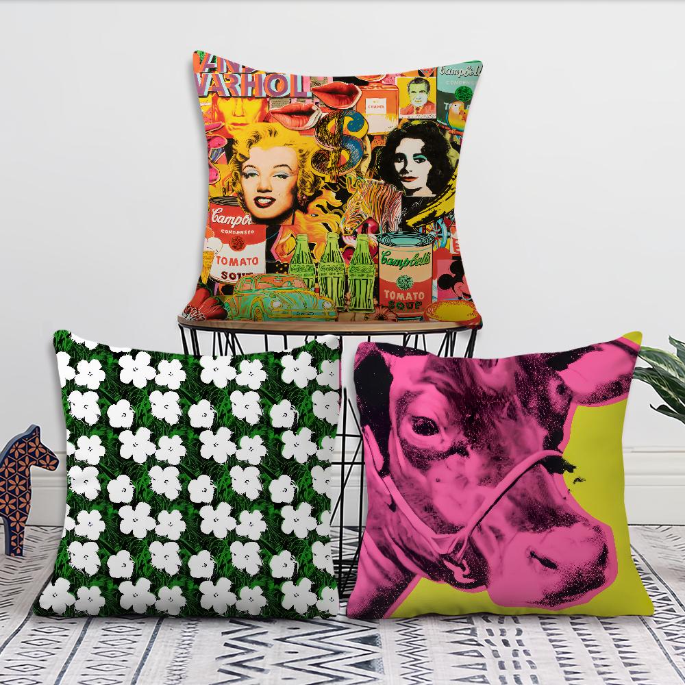 Comfortable Soft Flowers Warhol Pillow Case A-Andy for Sofa Living Room Home Office Decor and Protective Pop Covers