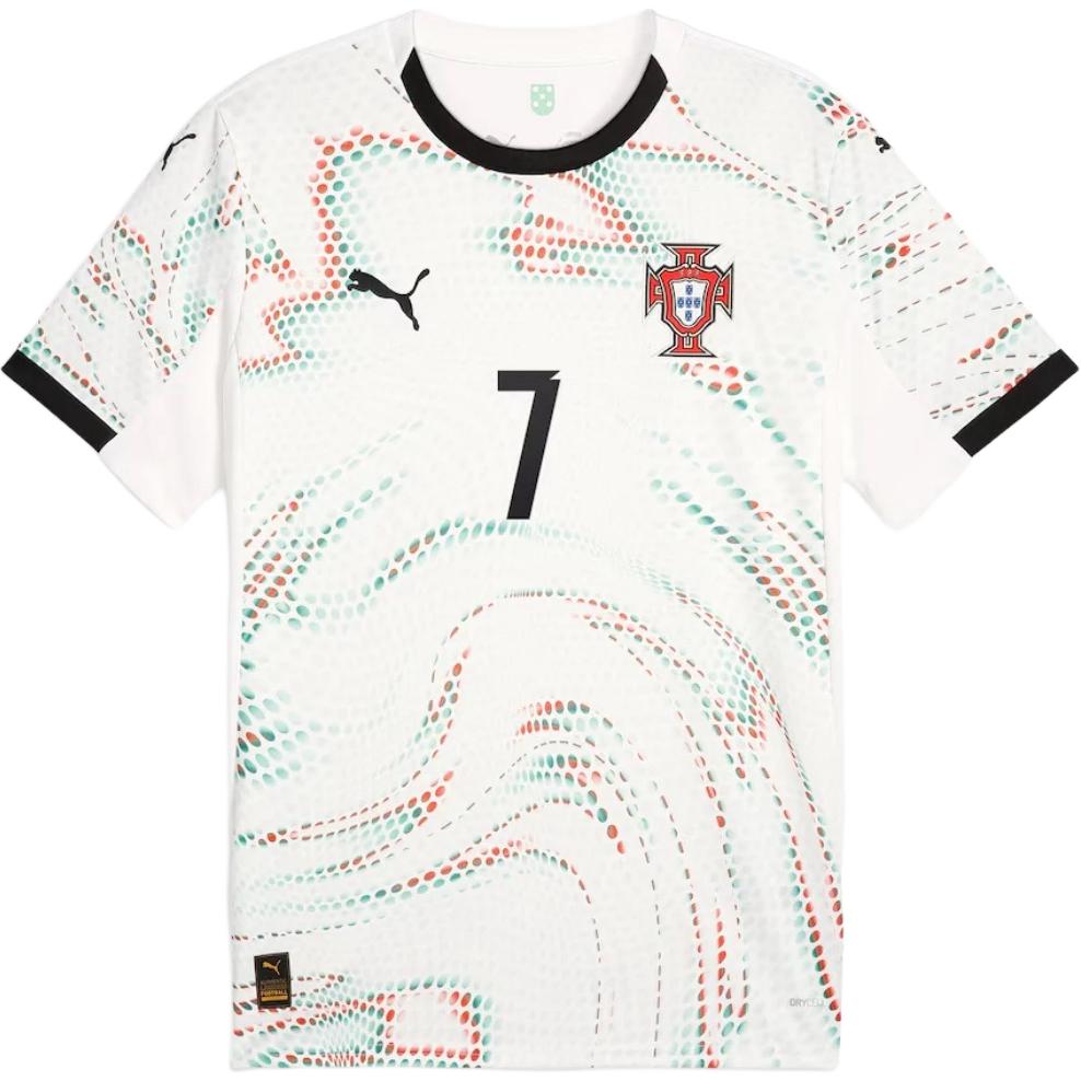 Puma X FPF Коллаборация Гостевая Португалия Футболка 2025 Логотип бренда Круглый вырез Удобный Короткий рукав Футбольная футболка Мужская футболка Белый 77920904