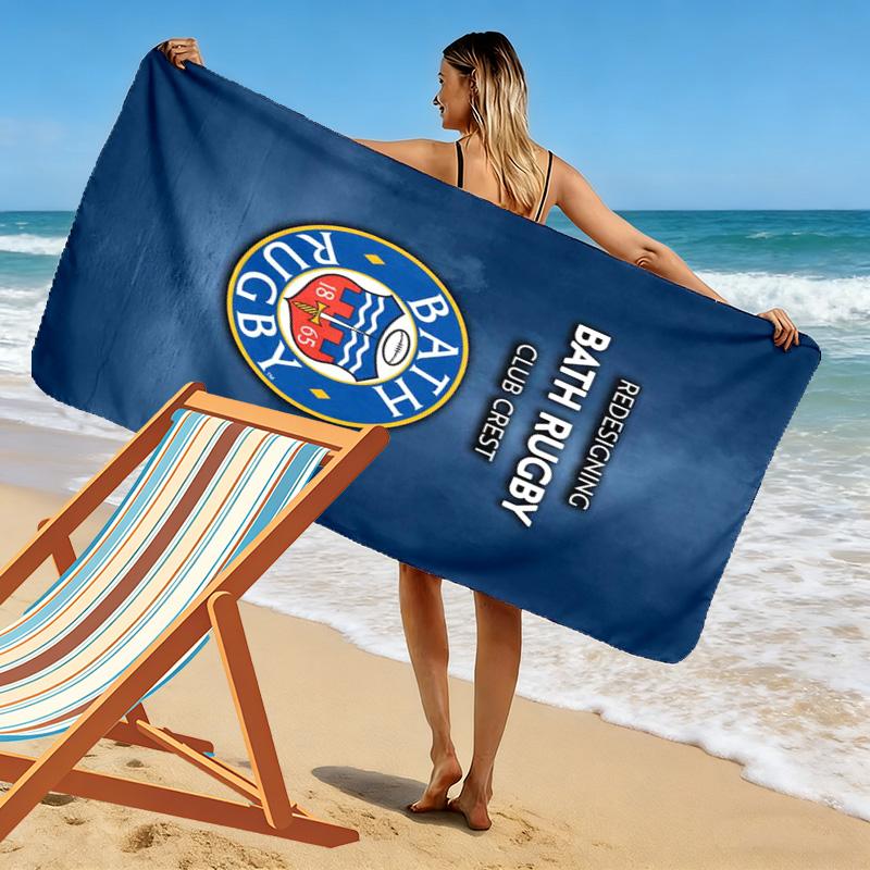 Bath Rugby Print Beach Towel, Large Soft Quick Dry Towel for Beach Camping Swimming