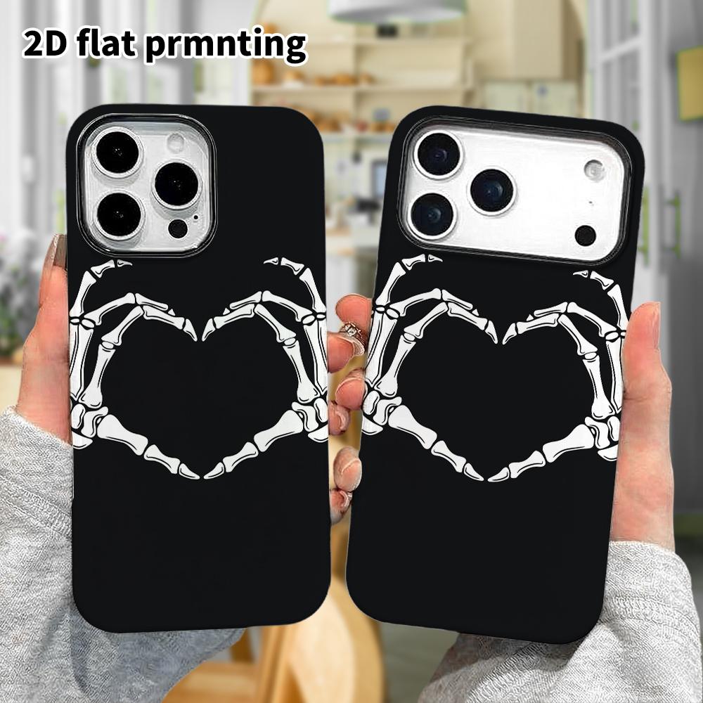 Чехол для телефона: 2D плоский, подходит для защитного чехла iPhone 18, 17, 16, 15, 14, 13, 12Pro, рука-сердце, идеальный подарок на Рождество и Хэллоуин