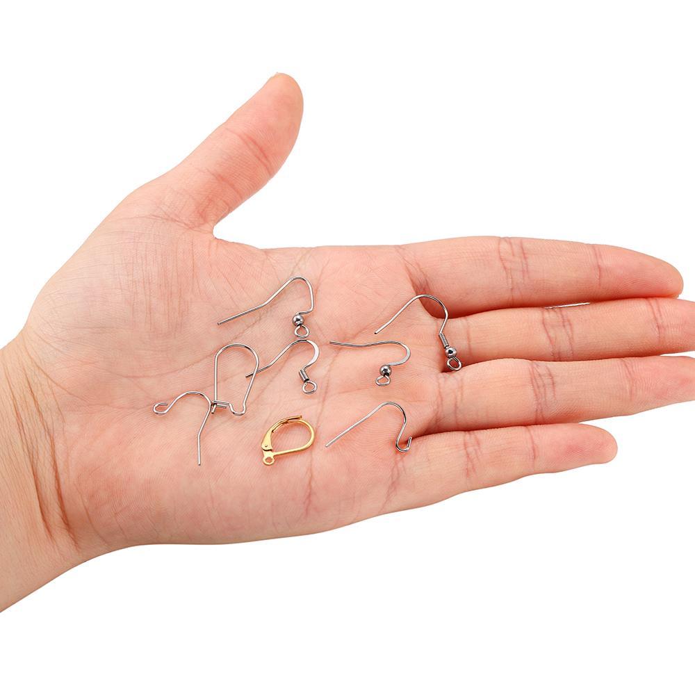20-50pcs Stainless Steel Hypoallergenic Earring Hooks Fish Earwire Earrings Clasps Earring Wires For Jewelry Maki