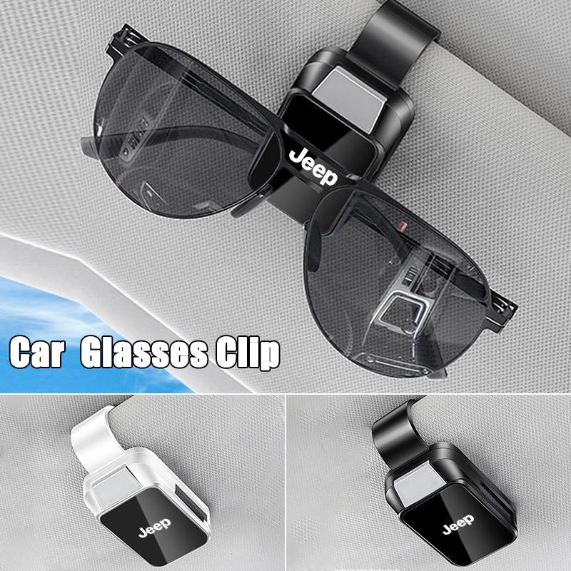For Jeep Car Sun Visor Mount Sunglasses Clip Holder Bracket Portable For Jeep Renegade Wrangler Compass Gladiator Cherokee JL