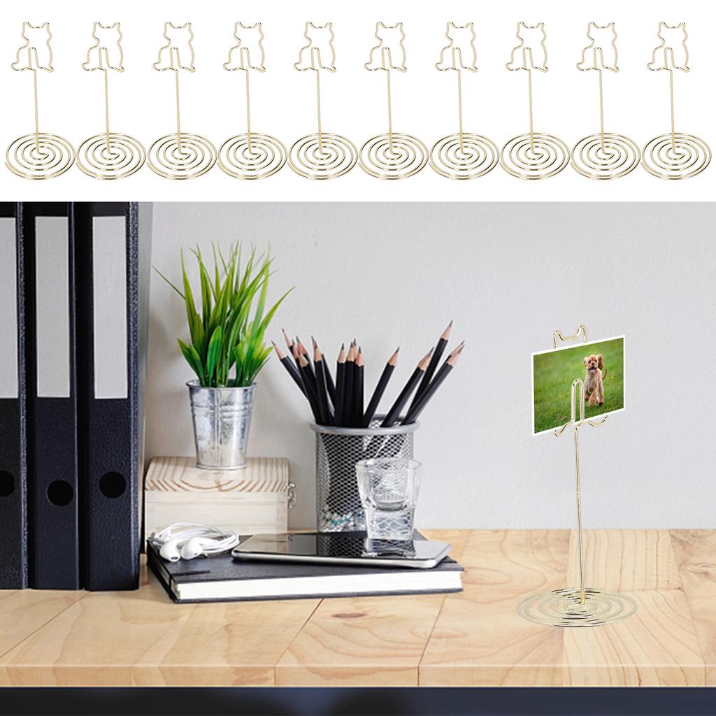10 шт. зажим для фото кота с подставкой для стола, заметки, железная проволока, канцелярские принадлежности