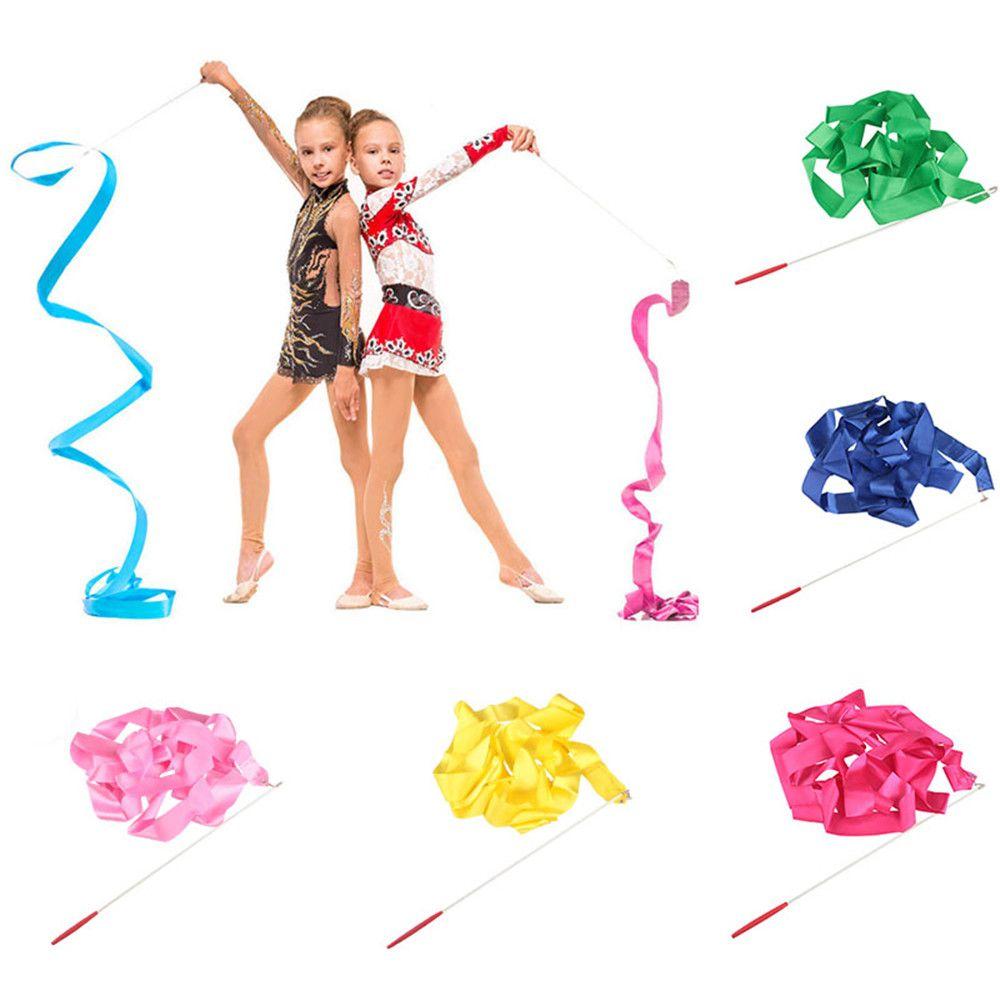 Child Gymnastic Ballet Professional Art Props Dance Stick 4M Gymnastics Ribbons Ballet Streamer
