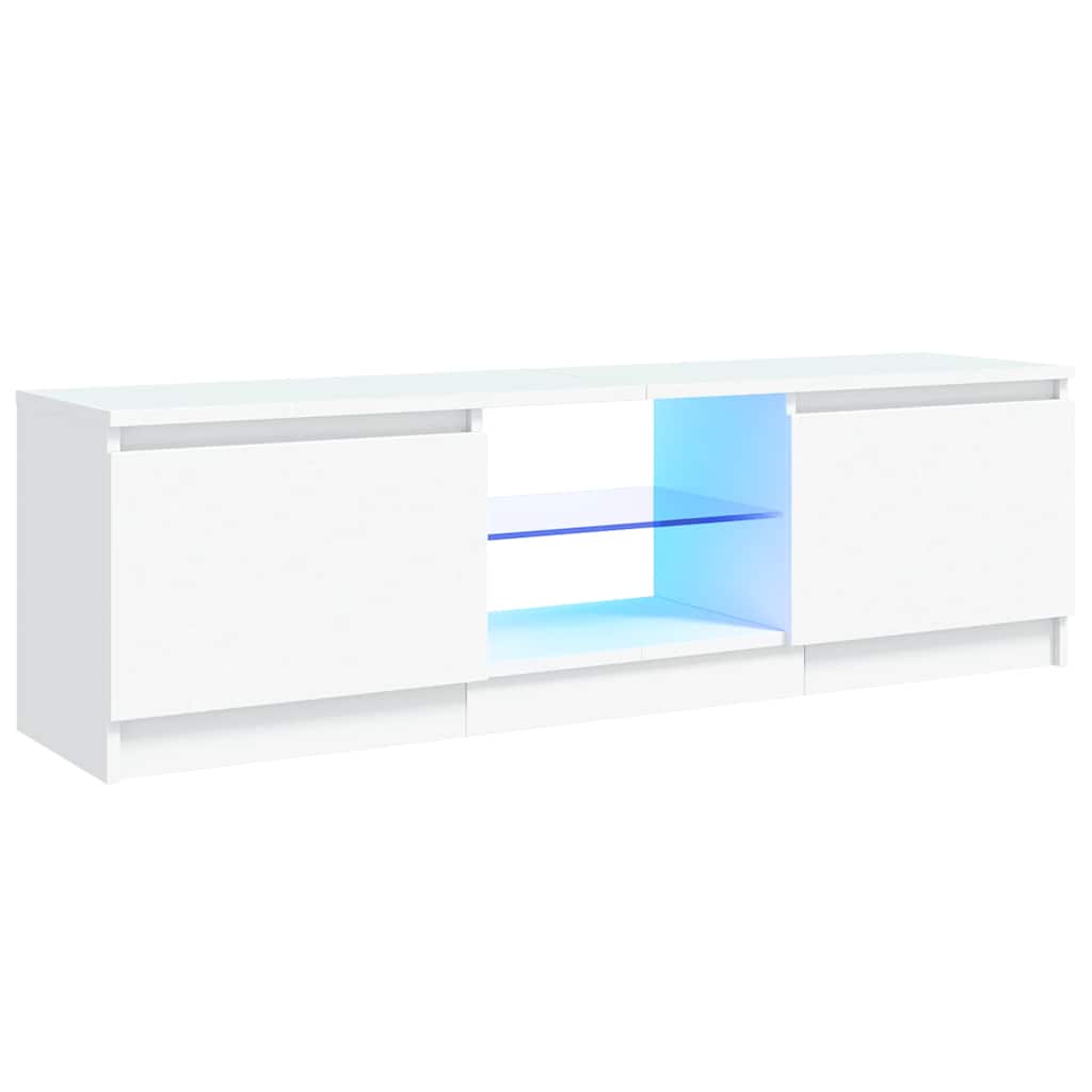 White TV Stand with LED Lights 120 x 30 x 36 cm