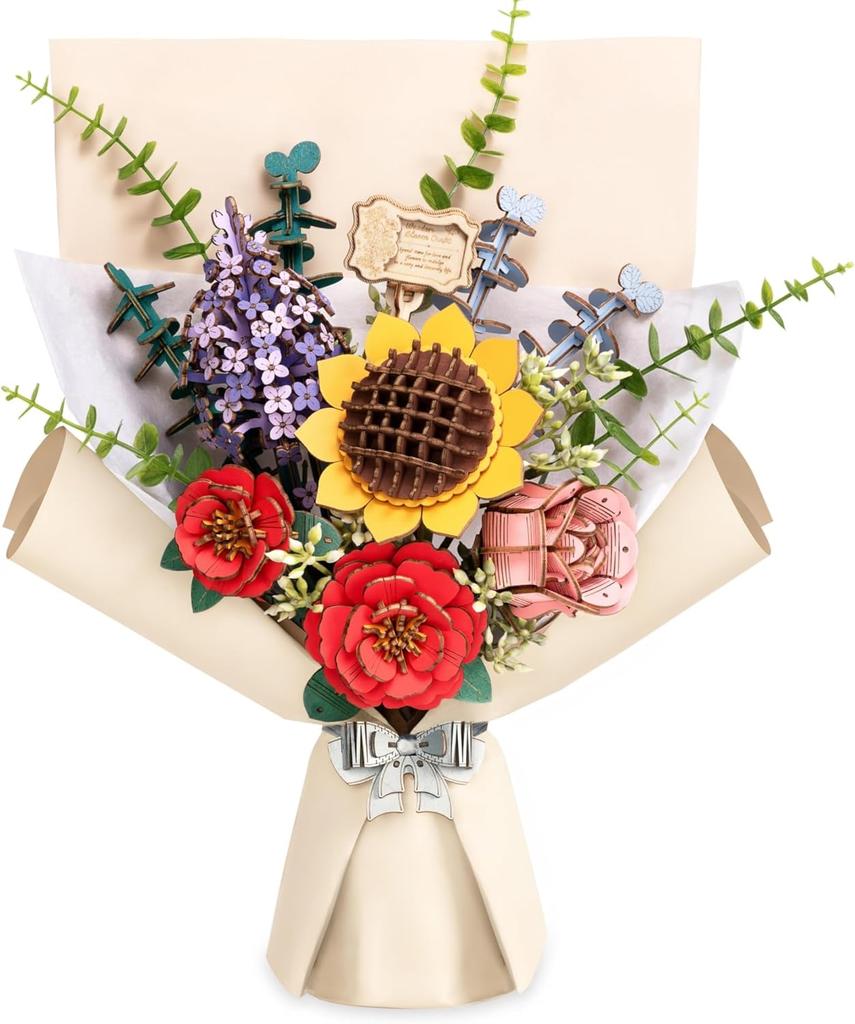 ROBOTIME Rowood DIY Wooden Flower Bouquet 3D Wooden Puzzle TW01H