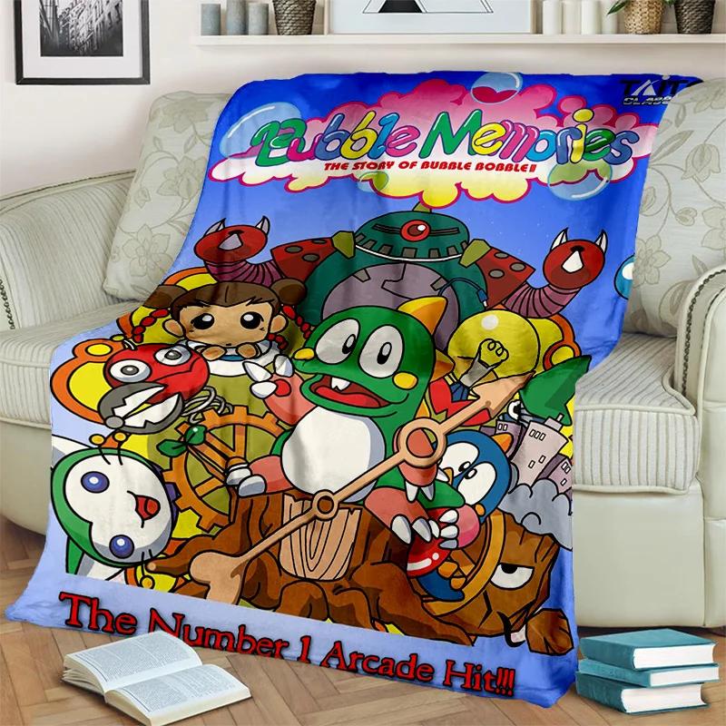 Мультяшная игра Bubble Bobble Геймер 3D Плед, Мягкий плед для дома Спальни Кровати Дивана Пикника Путешествия Офиса Покрывало Дети