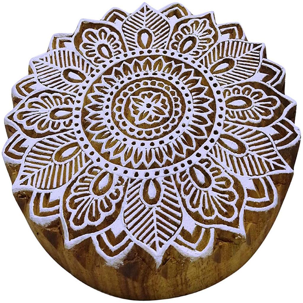 Ручной Резной Цветочный Узор Текстильной Древесины Штамп Печати Блоки Деревянный Блок