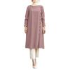 Muslim Loose Casual Long Sleeve Button Embellished Women's Long Sleeve Shirt Dresses