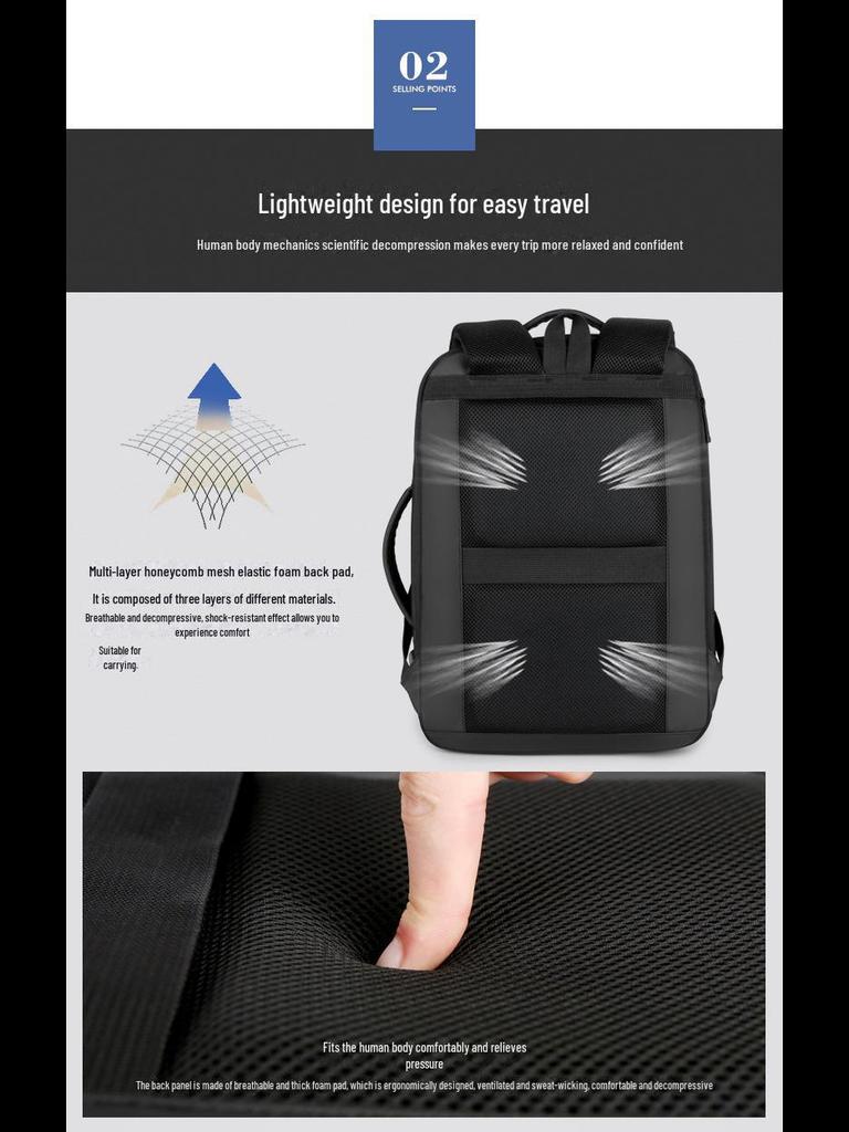 Мужской водонепроницаемый рюкзак для деловых поездок большой вместимости