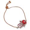 Natural Red Evil Eye, Garnet Gemstone 925 Sterling Silver Bracelet 7-8" l3W88