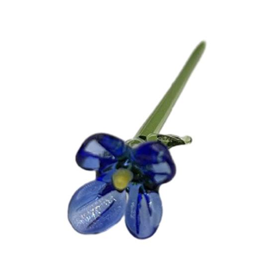 Стеклянное украшение в виде цветка ручной работы со стеблем, выдувная мини-фигурка цветочного растения, украшение для дома, гостиной, офисного стола, ваза для цветов