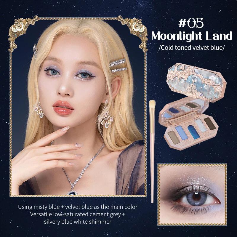 Flower Knows Mermaid Moonlight Палитра теней для век с мерцанием, матовая, хамелеон, водостойкая, 5 цветов