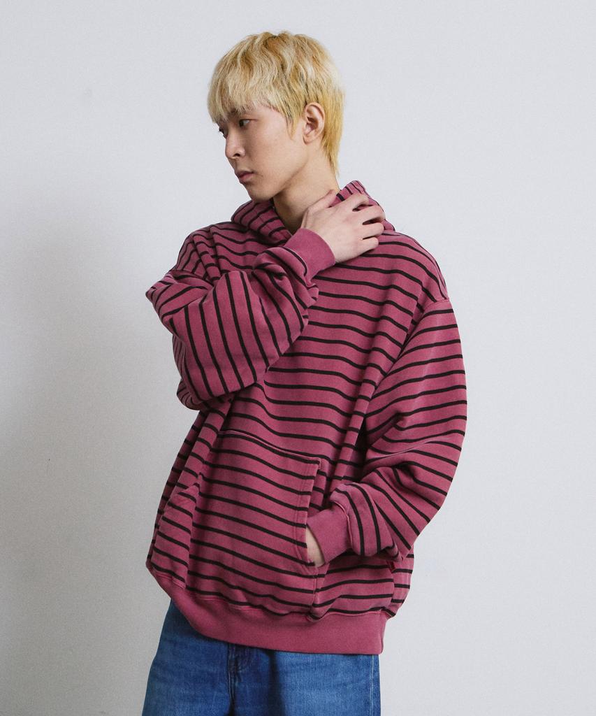PIGMENT Daily Stripe Hoodie (Burgundy)